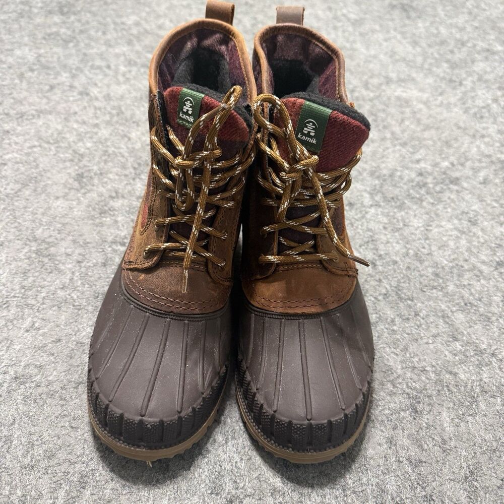 Kamik Sienna Mid Boots Womens 8 Plaid Waterproof Winter Duck Leather Thinsulate